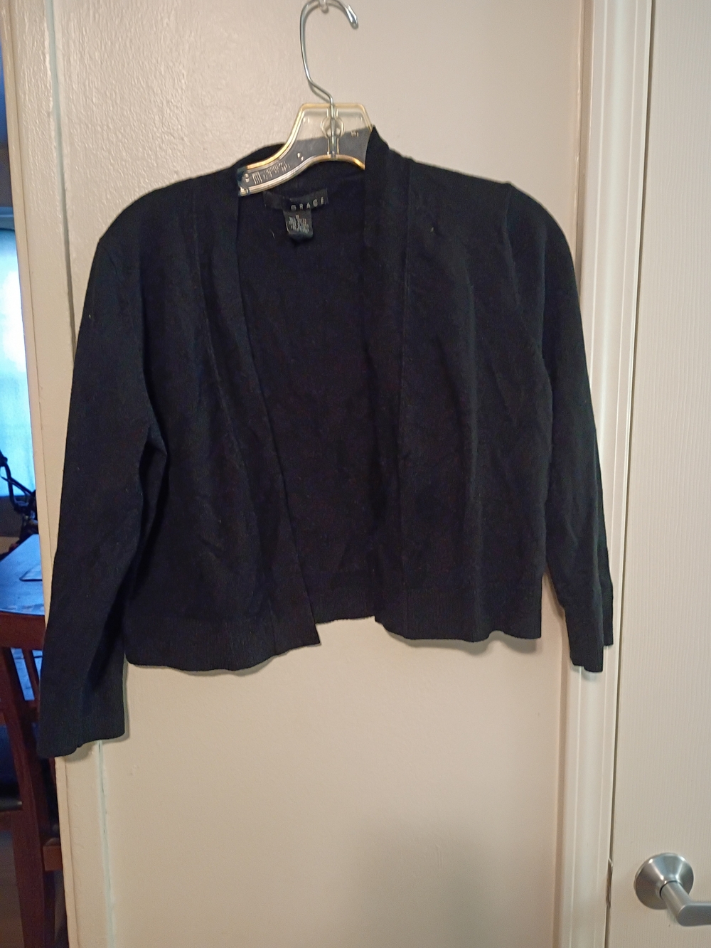Grace Black Open-Front Cropped Women's Cardigan